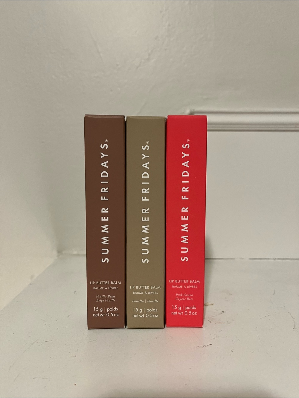 Summer Fridays Lip Butter Balm Trio — Vanilla, Vanilla Beige, and Pink Guava NWT